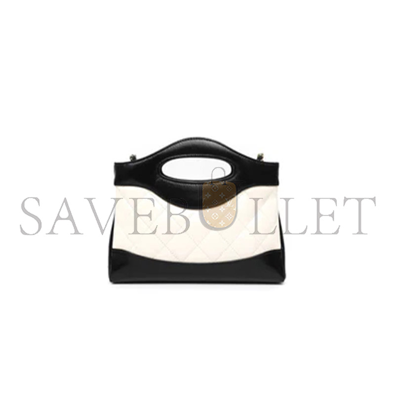 Ch*el nano 31 white black shiny lambskin gold hardware (20*17*4cm)